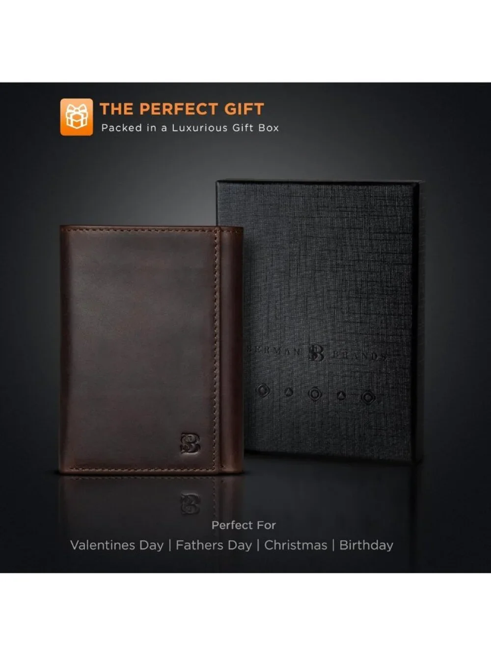 Slim RFID Blocking Leather Trifold Wallet for Men - 11 Card Slots, ID Window